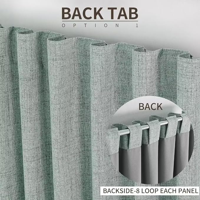 Joydeco Natural Linen Curtains 108 inch Length 2 Panels Set Burg 100% Blackout - Image 3