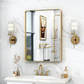 20x30 Inch Gold Framed Bathroom Mirror, Rectangle Brushed Gold Metal Vanity by VANLIOBathroomMirror