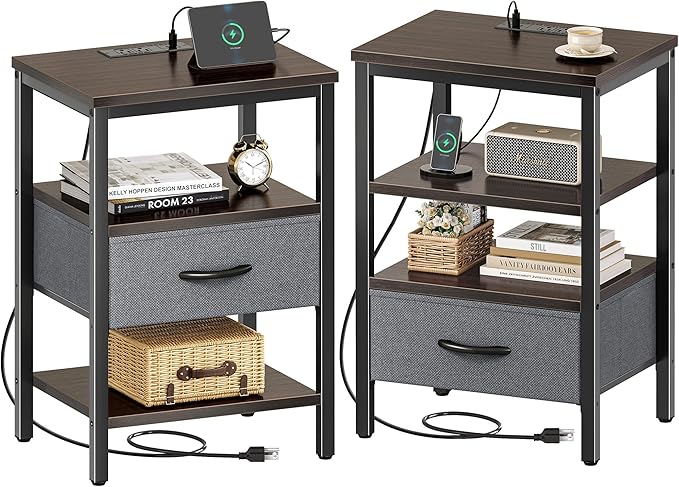 SUPERJARE Nightstand Set of 2, Bed Side Tables by SUPERJARE