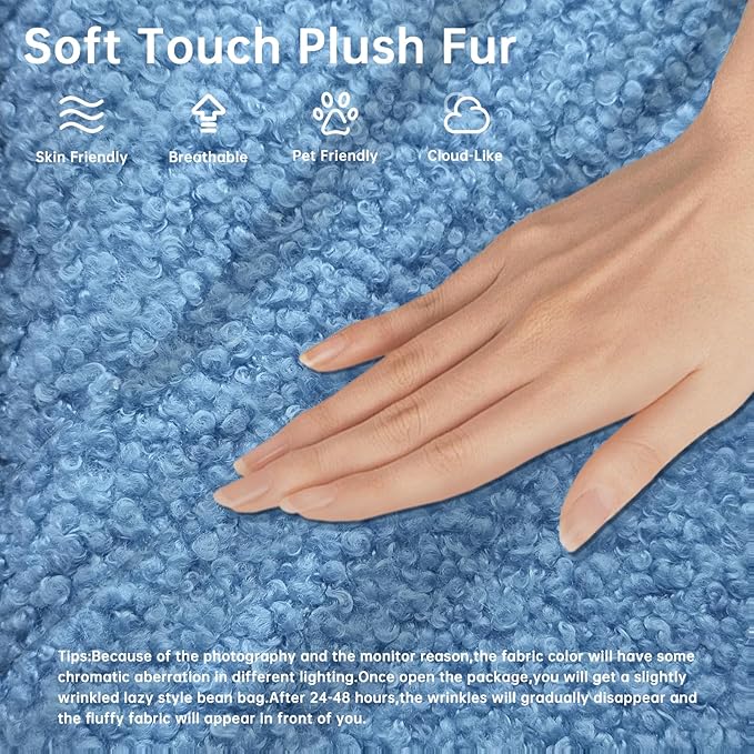 Bean Bag Chairs for Adults, BeanBag Reading Chair Memory Foam Couch, Floor - Image 3