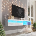 Floating TV Stand with Led Lights, 71 inch Wall Mounted TV Shelf with Power by ANTISTA-10YEARSFURNITURE