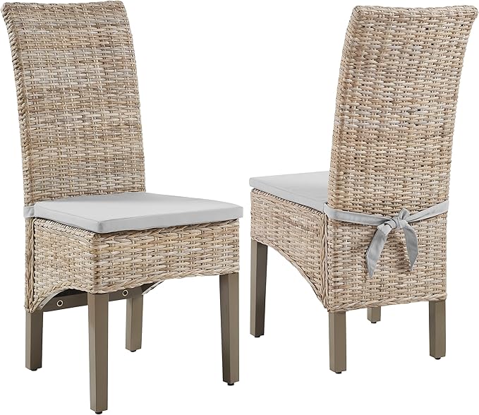 Crosley Furniture Edelyn Natural Rattan Dining Chairs Set of 2, Farmhouse by CrosleyFurniture