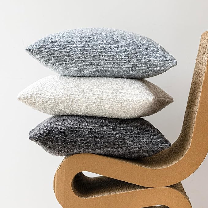 Foindtower Pack of 2 Modern Textured Boucle Throw Pillow Covers Accent Solid - Image 5