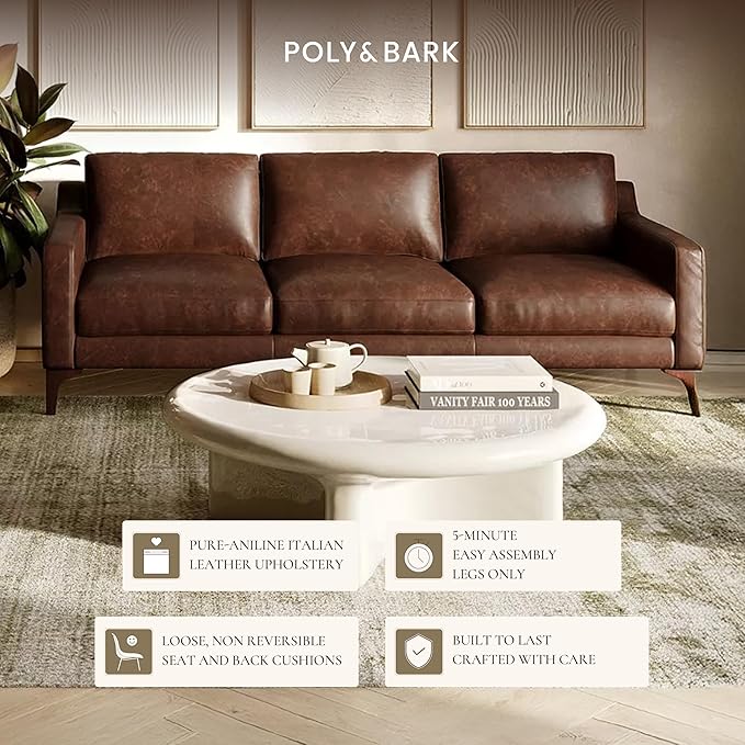 POLY & BARK Mateo Leather Sofa in Chocolate Brown - Image 5
