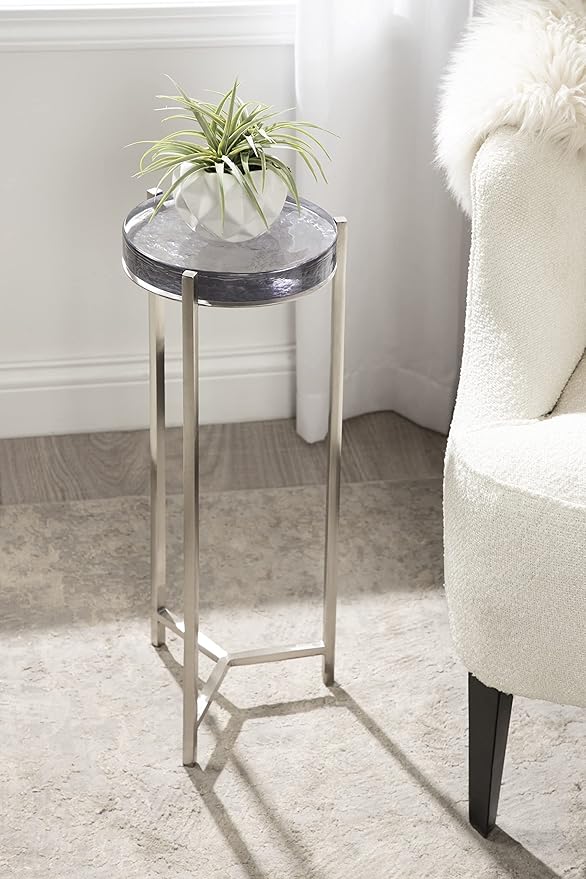 Kate and Laurel Aguilar Modern Drink Table, Detailed Glass Accent Table - Image 5