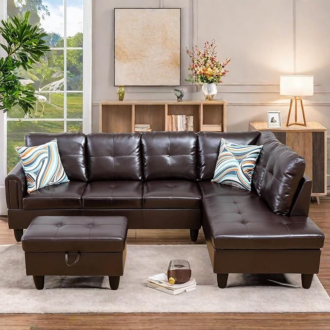 L Shaped Sectional Couches, Leather Couch Modular Sectional Sofa - Image 6