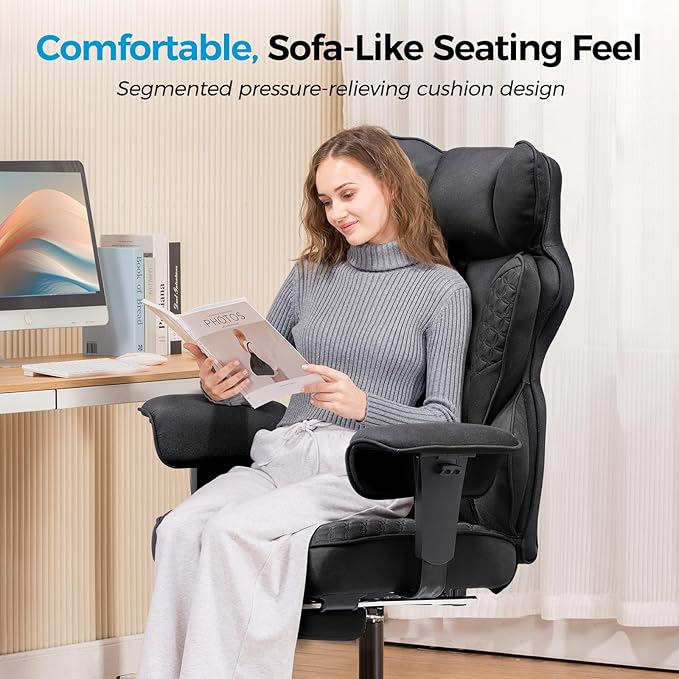 COMHOMA Big and Tall Office Chair 400LBS Wide Ergonomic Fabric Deluxe Embossing - Image 8