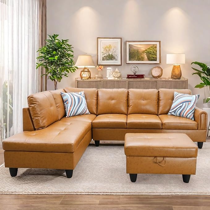 L Shaped Sectional Couches, Leather Couch Modular Sectional Sofa - Image 6