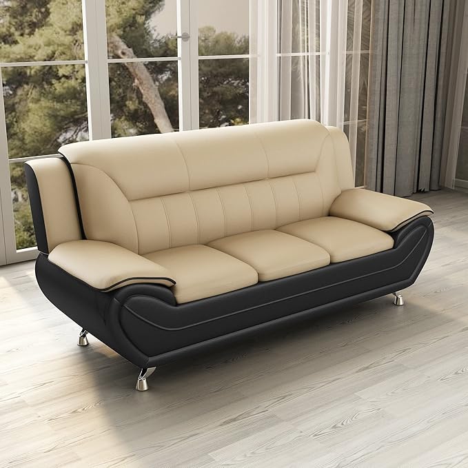 Container Furniture Direct Michael Modern Faux Leather Upholstered Stainless - Image 13