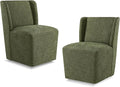 Upholstered Dining Chair with Casters Wingback Modern Side Armless Deskchair by Kislot