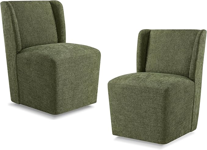 Upholstered Dining Chair with Casters Wingback Modern Side Armless Deskchair by Kislot