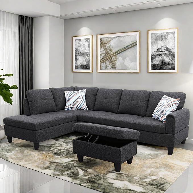 Convertible Sectional Couch, Large L Shaped Couch by ChicFurnit