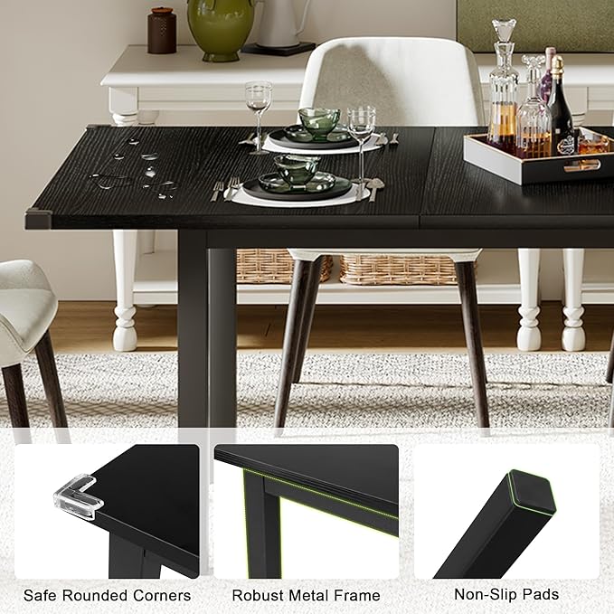 Feonase 63 Inch Extendable Kitchen Table, Modern Farmhouse Dining Table - Image 4