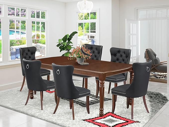 East West Furniture DODA7-MAH-12 7 Piece Dinette Set Includes a Rectangle - Image 2