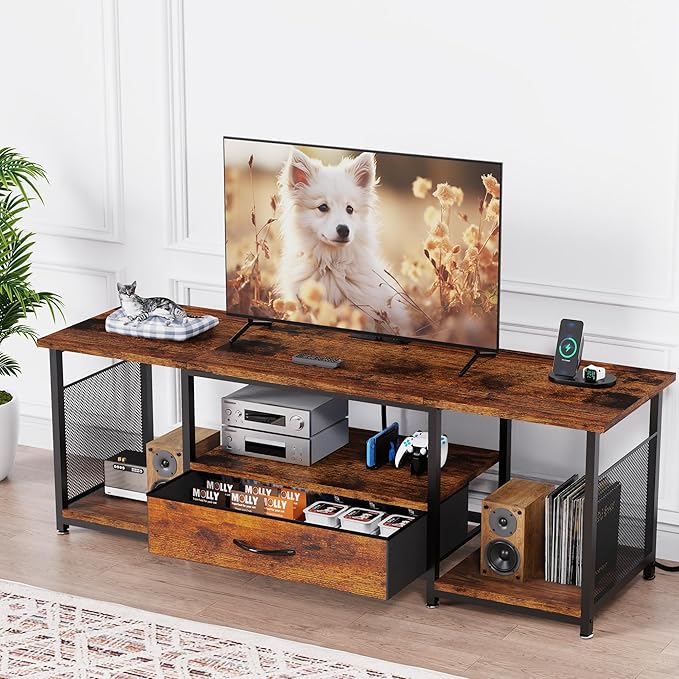 TV Stand with Drawers and Power Outlet by eiskah