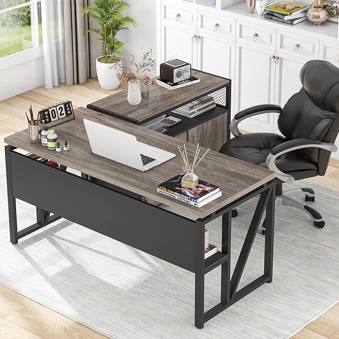 Tribesigns L Shaped Desk with Drawer Cabinet, 2 Piece Home Office Furniture by Tribesigns