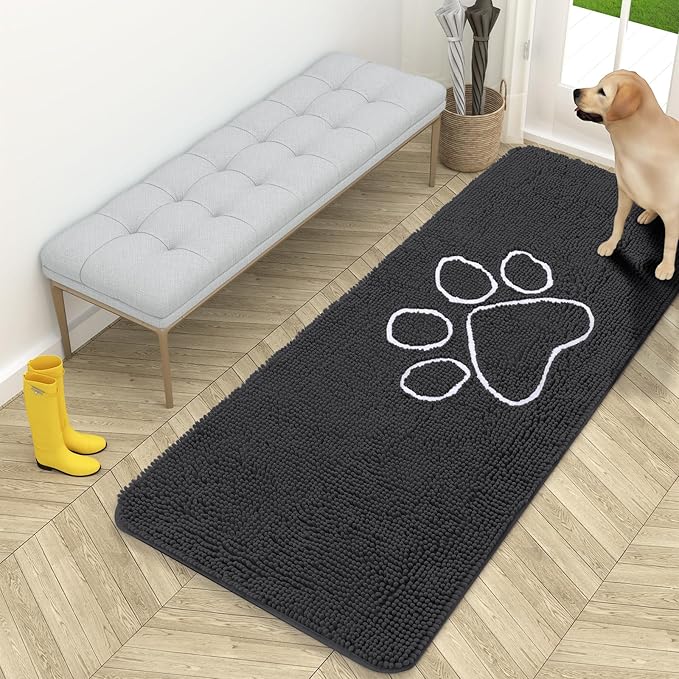 OLANLY Door Mat for Muddy Dog Paws 59x24, Ultra Absorbent Chenille Mud Doormat by OLANLY