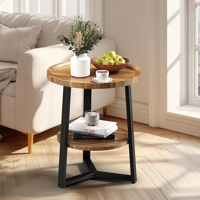 PPAMAPIC Round End Table, 2 Tier Side Table - Image 5