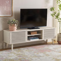 SAFAVIEH Averi TV Stand for up to 65" Flatscreen – White Wash, 2 Sliding Doors by SAFAVIEH