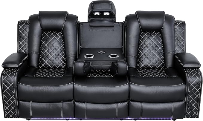Ball & Cast Power Recliner Sofa Set Leather Reclining Sofa Set Living Room - Image 15