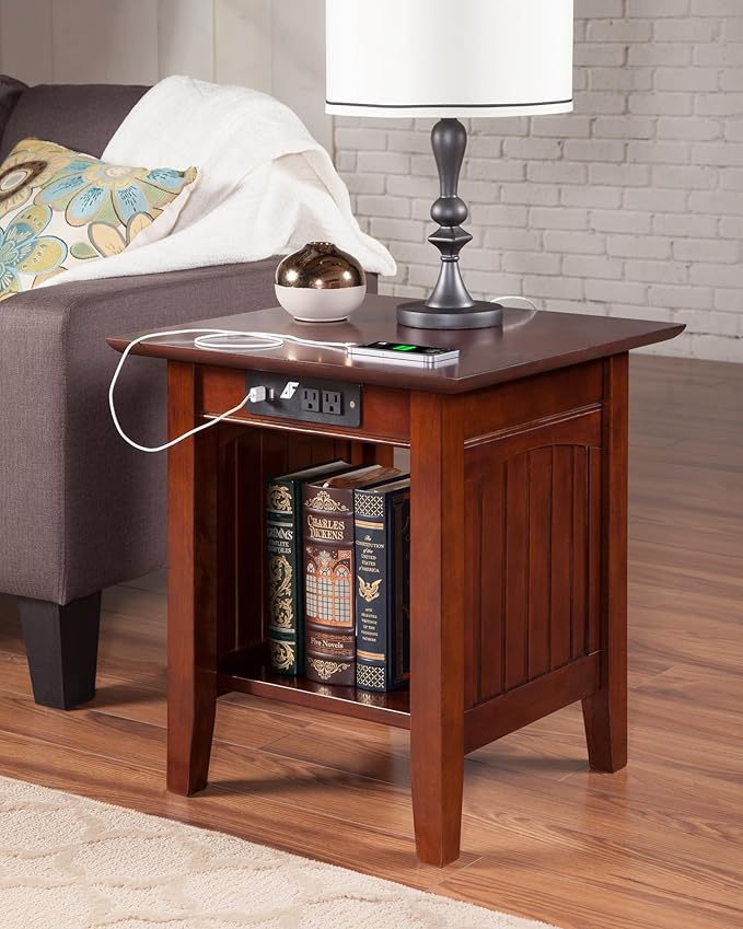 AFI Nantucket End Table with Built-in Charger in Walnut - Image 2