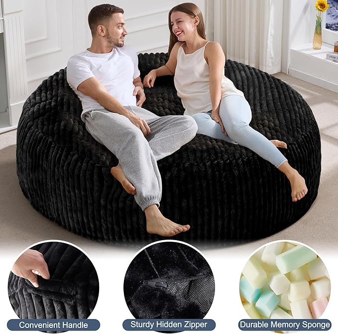 Hobestluk 6ft Bean Bag Chairs for Adults Large Beanbag Chair - Image 4