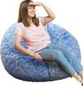 Fluffy Bean Bag Chair, 3FT Round Memory Foam Filled Bean Bag by Unknown