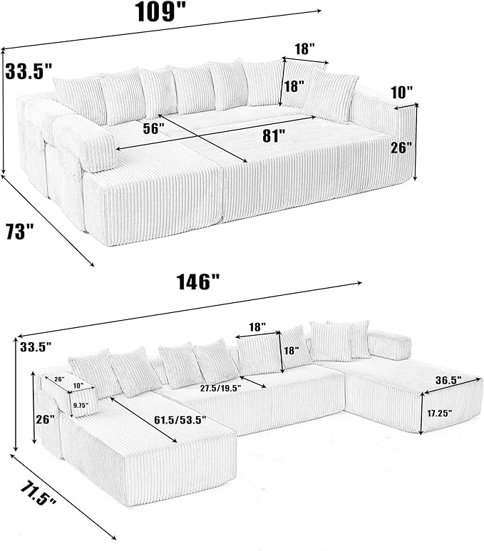 Eafurn DIY Combination Compression Modular Sectional Sofa - Image 3