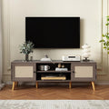TV Stand for TVs up to 65 inches, Rattan Grain Finish Panel by Unknown