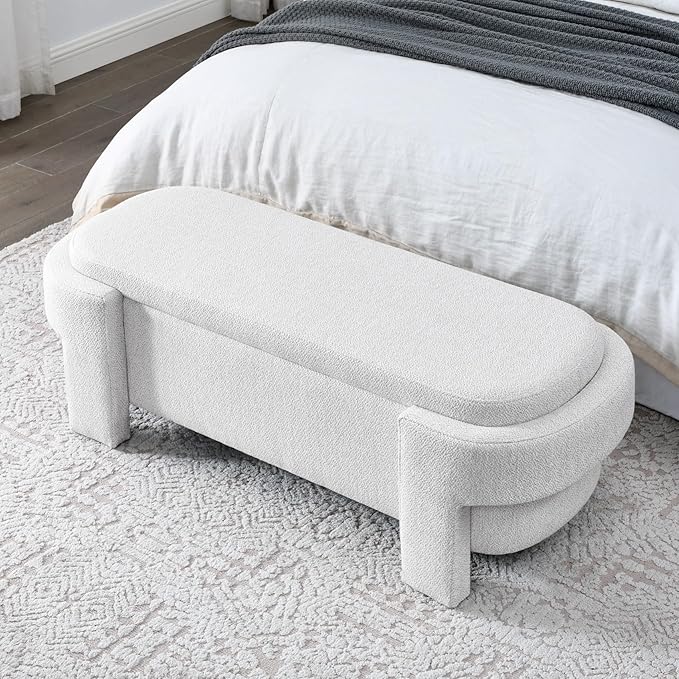 KEIKI 51" Linen Ottoman Bench - Image 4