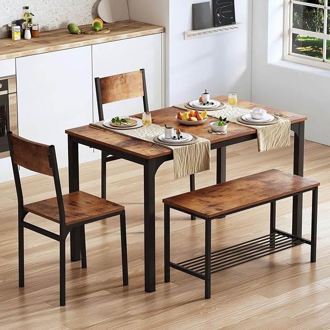 soges 4 Pieces Dining Table Set, 43.3 inch Kitchen Table Set - Image 2