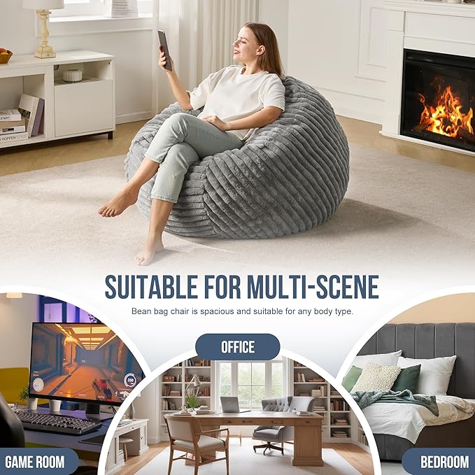 Hobestluk 3ft Bean Bag Chairs for Adults Large Beanbag Chair - Image 6