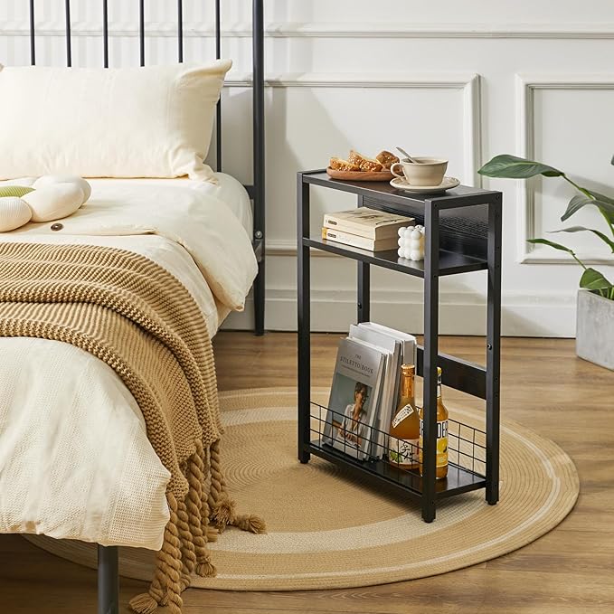 IBUYKE Narrow Side Table with Storage Shelf, 3 Tier End Table, Modern Sofa Table - Image 2
