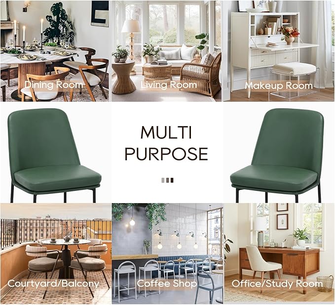 COLAMY Modern Dining Chairs Set of 6, Faux Leather Upholstered Dining Room - Image 4