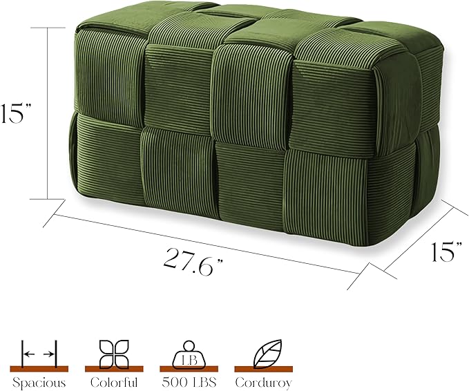 Ottoman Foot Rest Soft and Comfortable Ottoman Square Corduroy Woven Design - Image 3
