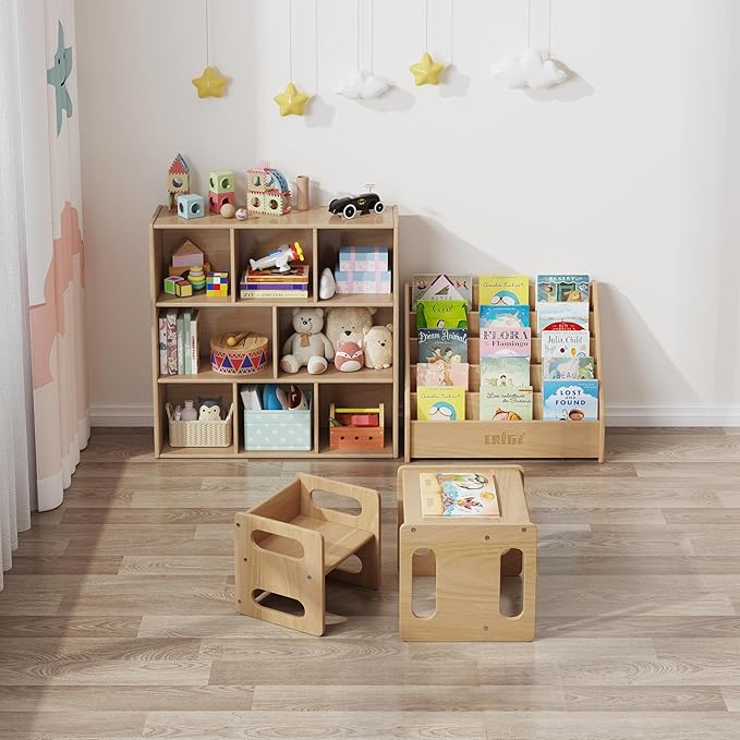 3-Tier Montessori Solid Wood Shelves Toy Organizers and Storage, 8-Compartment - Image 7