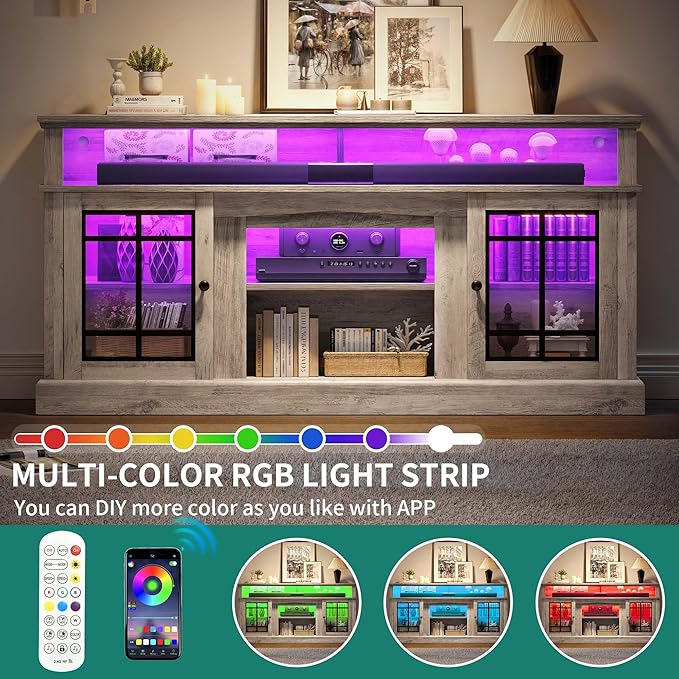 YITAHOME Modern TV Stand for 75 Inch TV, LED Entertainment Center - Image 2