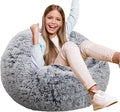 Fluffy Bean Bag Chair for Kids, 2.5FT Round Memory Foam Filled Bean Bag for by Unknown