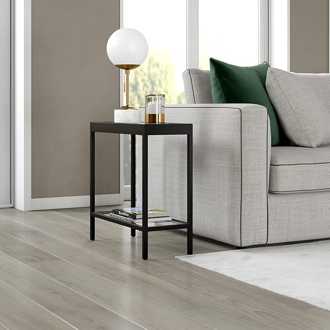 Henn&Hart 24" Wide Rectangular Rectangular Side Table in Blackened Bronze - Image 2