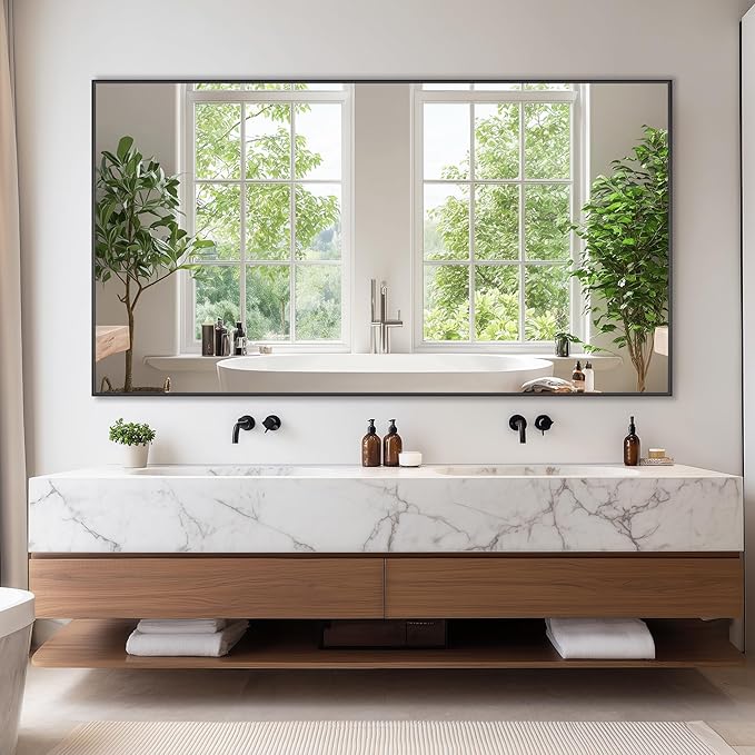 Bathroom Mirror 55" x 30", Large Rectangle Wall Mirror, Entryway Decor - Image 2