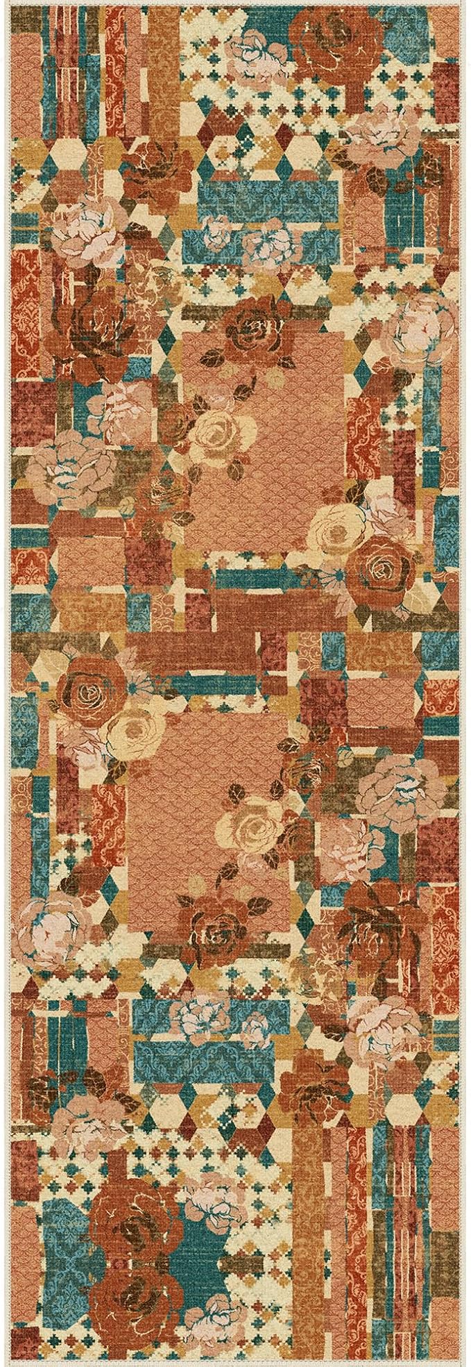 GENIMO Floral Runner Rug 2'6''x8, Machine Washable Non Slip Vintage Patchwork - Image 9