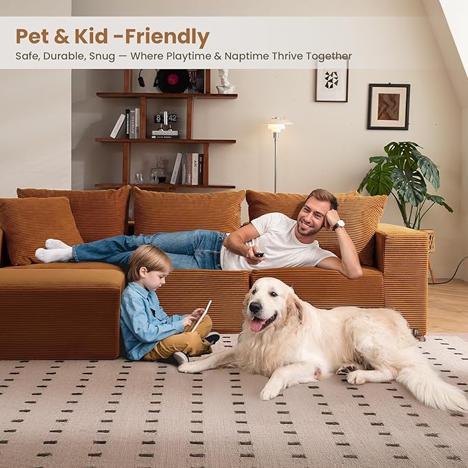 Modular Sectional Sofa, Corduroy Cloud Couch - Image 5