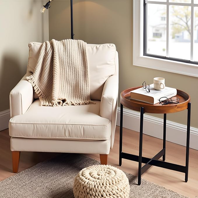 Alaterre Furniture Brookline 20" Round Wood End Table – Solid Top - Image 5