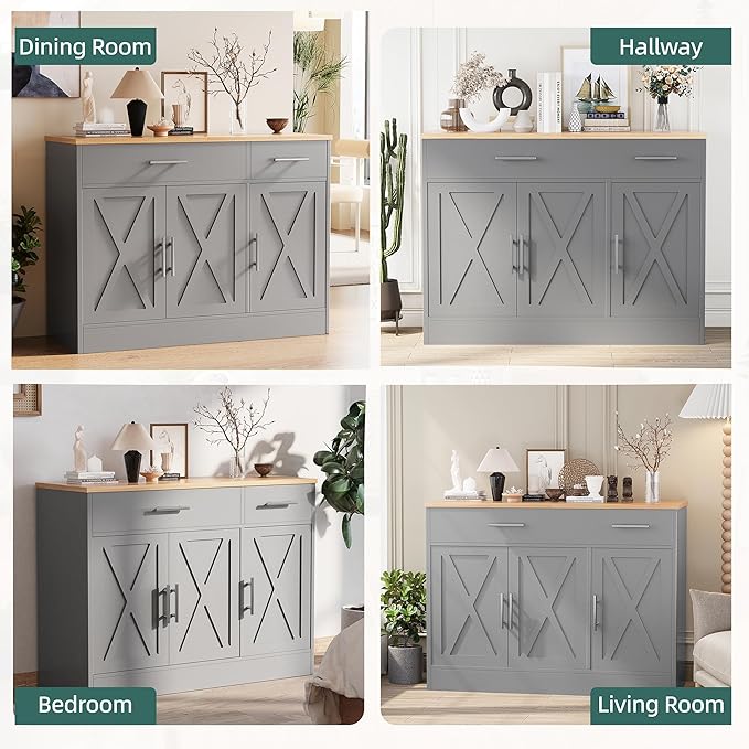 Shintenchi Modern Farmhouse Sideboard Buffet Cabinet - Image 8