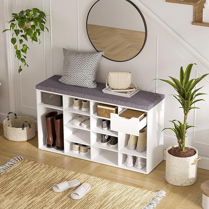 DINZI LVJ Shoe Bench, Entryway Storage Bench - Image 2