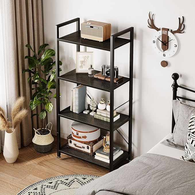 Casaottima Book Shelf, 4 Tier Bookshelf, Modern Wood Bookcase Shelves - Image 8