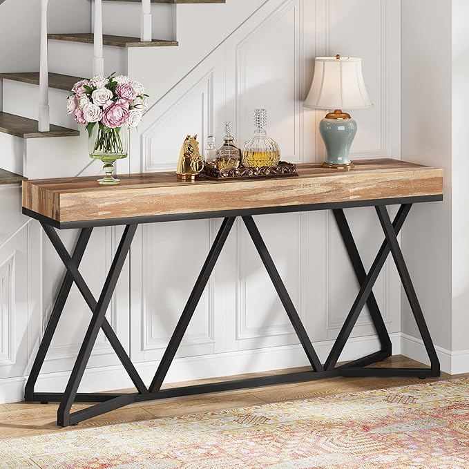 Tribesigns 55 Inches Console Table, Farmhouse Sofa Table Wood Entryway Table - Image 10