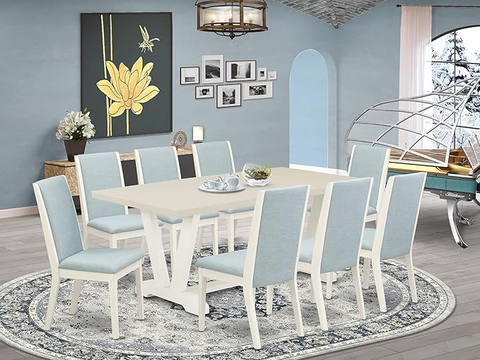 East West Furniture V027LA015-9 9 Piece Dining Set Includes a Rectangle Dining - Image 2