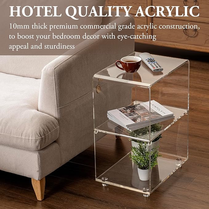 MyGift 3 Tier Clear Acrylic Table, Accent Furniture - Image 4