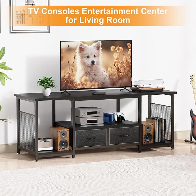TV Stand with Drawers and Open Storage Shelves - Image 6